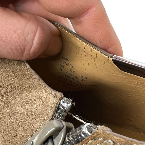 Coach Seneca Brown Suede Stiletto Round Toe Snakeskin Heels 7 - Picture 9 of 13